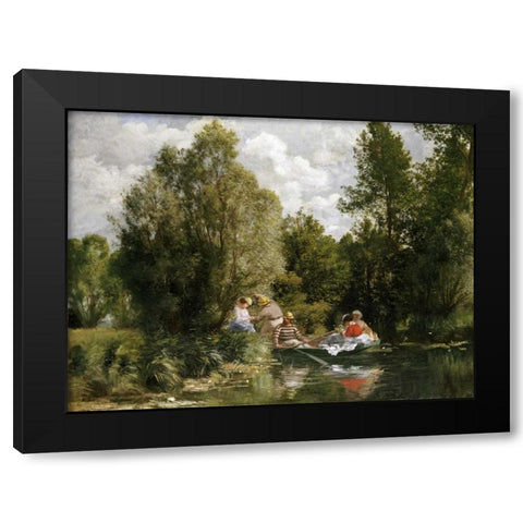The Pond at Fees Black Modern Wood Framed Art Print by Renoir, Pierre-Auguste