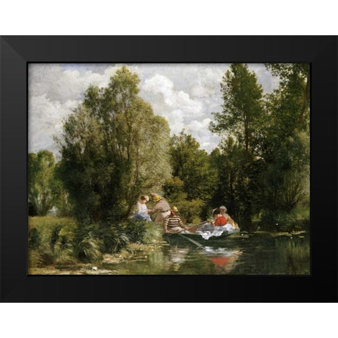The Pond at Fees Black Modern Wood Framed Art Print by Renoir, Pierre-Auguste