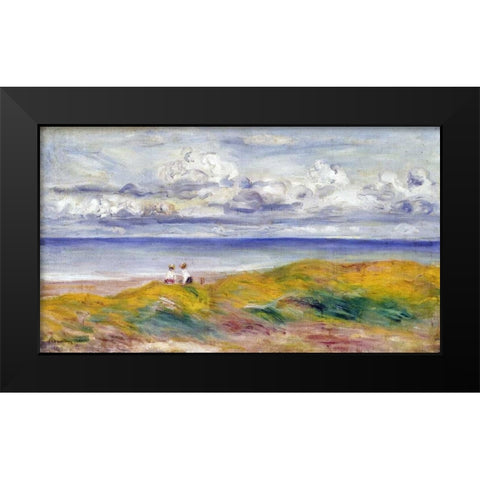 On The Cliffs Black Modern Wood Framed Art Print by Renoir, Pierre-Auguste