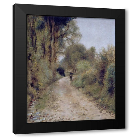 On The Path Black Modern Wood Framed Art Print with Double Matting by Renoir, Pierre-Auguste