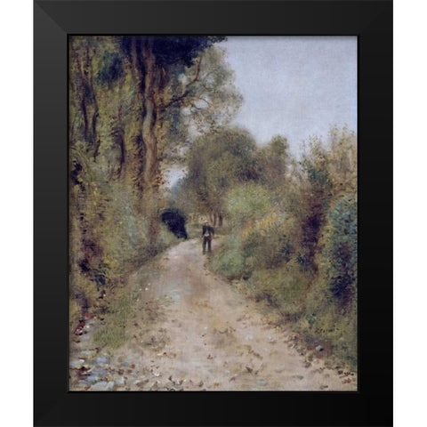On The Path Black Modern Wood Framed Art Print by Renoir, Pierre-Auguste