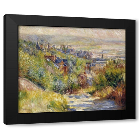 The Heights at Trouville Black Modern Wood Framed Art Print with Double Matting by Renoir, Pierre-Auguste