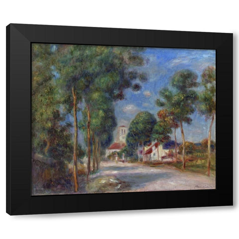 Entree du village dEssoyes Black Modern Wood Framed Art Print with Double Matting by Renoir, Pierre-Auguste