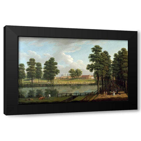 St. Jamess Park With Westminster Abbey Black Modern Wood Framed Art Print by Richards, John Inigo