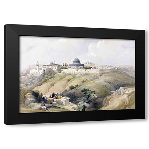View of Jerusalem Black Modern Wood Framed Art Print with Double Matting by Roberts, David