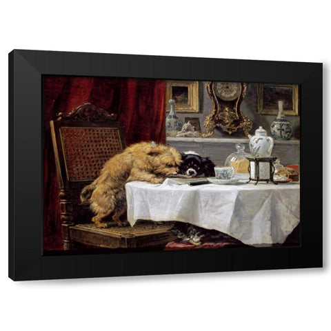 While Masters Away Black Modern Wood Framed Art Print with Double Matting by Ronner-Knip, Henriette