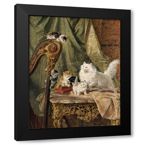A Musical Interlude Black Modern Wood Framed Art Print with Double Matting by Ronner-Knip, Henriette