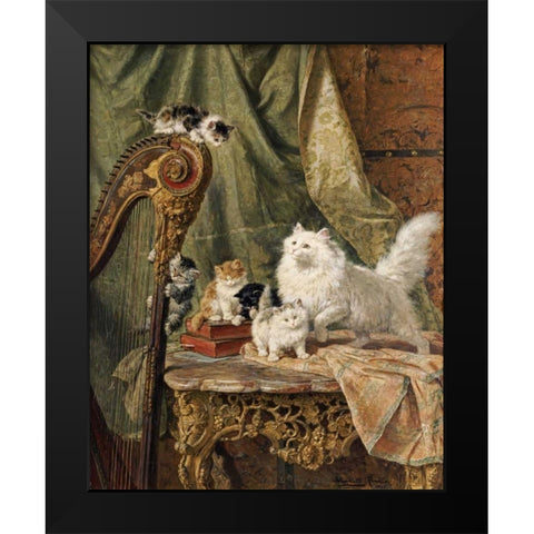 A Musical Interlude Black Modern Wood Framed Art Print by Ronner-Knip, Henriette