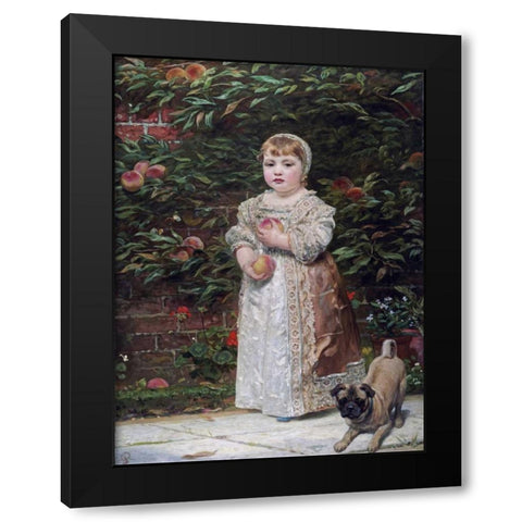 Peaches Black Modern Wood Framed Art Print with Double Matting by Sant, James