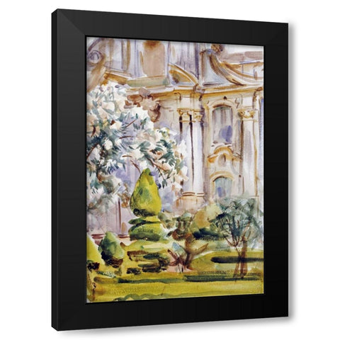 Palace and Gardens, Spain Black Modern Wood Framed Art Print with Double Matting by Sargent, John Singer