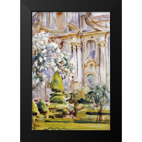 Palace and Gardens, Spain Black Modern Wood Framed Art Print by Sargent, John Singer
