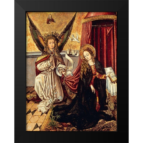 The Annunciation Black Modern Wood Framed Art Print by Schongauer, Martin
