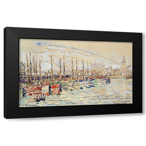 Les Sable DOlonne Black Modern Wood Framed Art Print by Signac, Paul