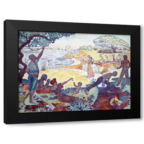 Time of Harmony Black Modern Wood Framed Art Print by Signac, Paul