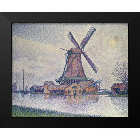 Moulin DEdam Black Modern Wood Framed Art Print by Signac, Paul