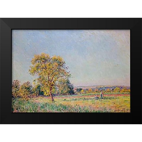A Summers Day Black Modern Wood Framed Art Print by Sisley, Alfred