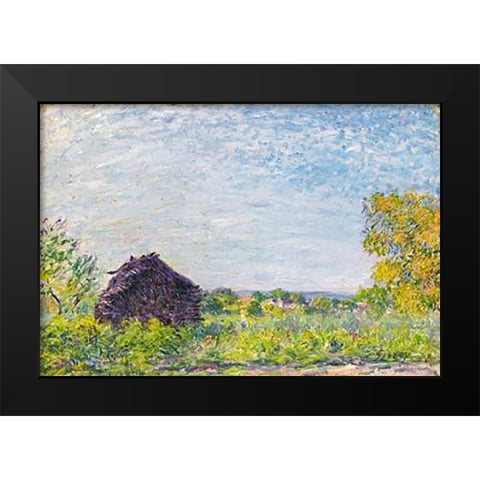 The Windmill at Paille Black Modern Wood Framed Art Print by Sisley, Alfred