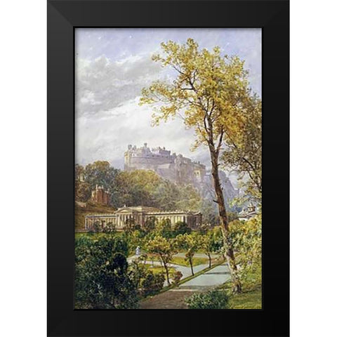 A View of Princes Street Gardens and The National Gallery Black Modern Wood Framed Art Print by Smith, James Burrell