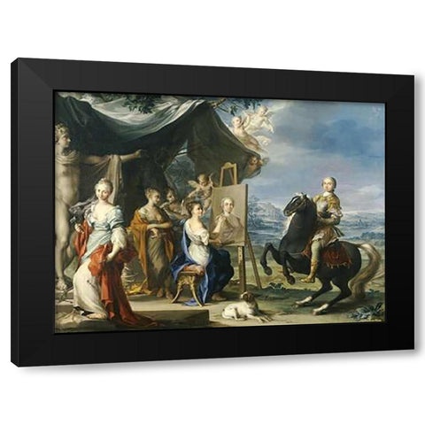 Equestrian Portrait of a Nobleman Black Modern Wood Framed Art Print with Double Matting by Stern, Ignaz
