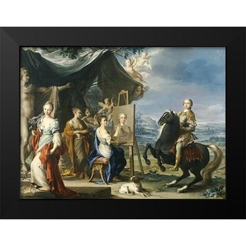 Equestrian Portrait of a Nobleman Black Modern Wood Framed Art Print by Stern, Ignaz