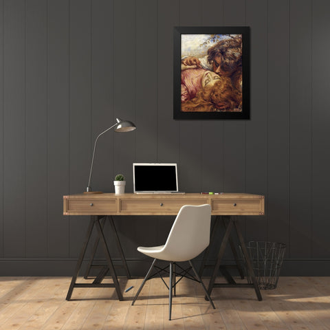 The Kiss Black Modern Wood Framed Art Print by Stock, Henry John
