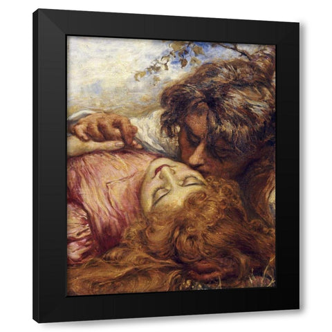 The Kiss Black Modern Wood Framed Art Print with Double Matting by Stock, Henry John