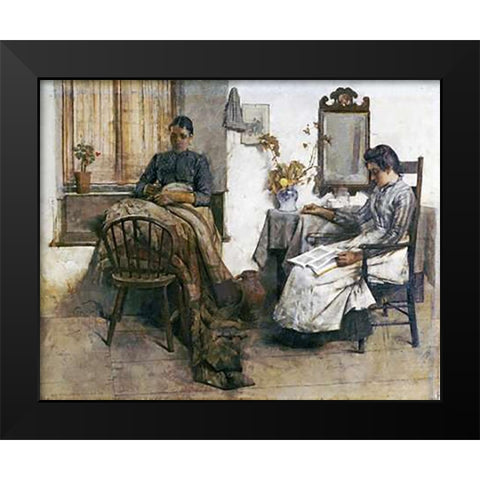 Quiet Moments Black Modern Wood Framed Art Print by Tayler, Albert Chevallier
