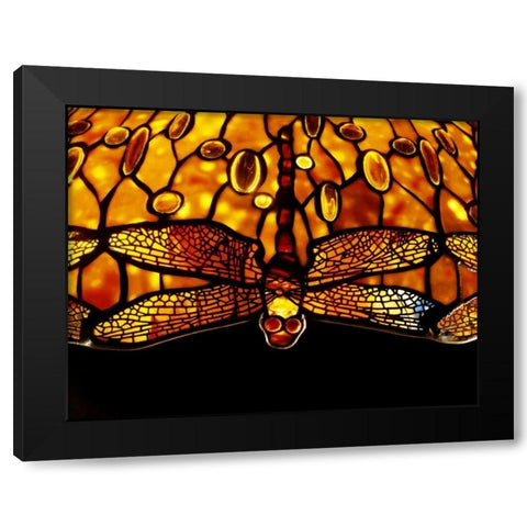 Detail of An Important Dichroic Dragonfly Black Modern Wood Framed Art Print with Double Matting by Tiffany Studios