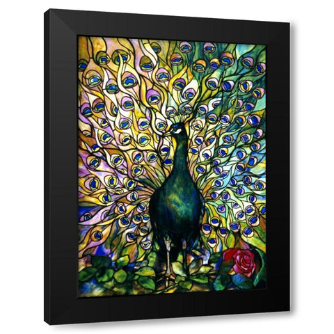 Fine Peacock Black Modern Wood Framed Art Print by Tiffany Studios