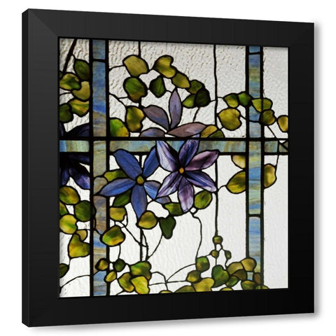 Detail of a Clematis Black Modern Wood Framed Art Print by Tiffany Studios