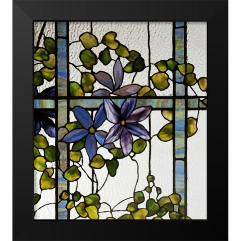 Detail of a Clematis Black Modern Wood Framed Art Print by Tiffany Studios