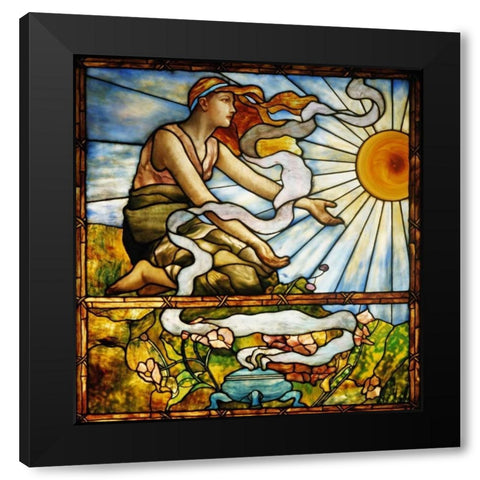 Window Black Modern Wood Framed Art Print with Double Matting by Tiffany Studios