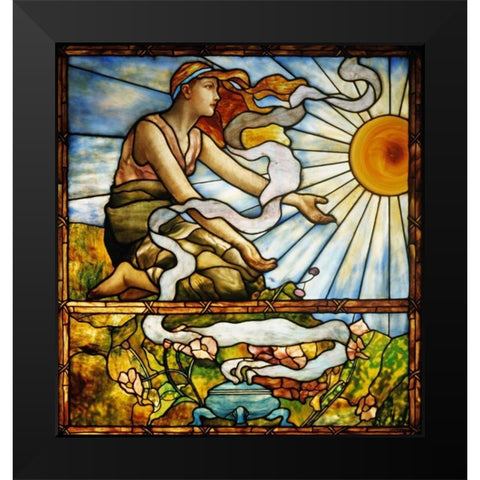 Window Black Modern Wood Framed Art Print by Tiffany Studios