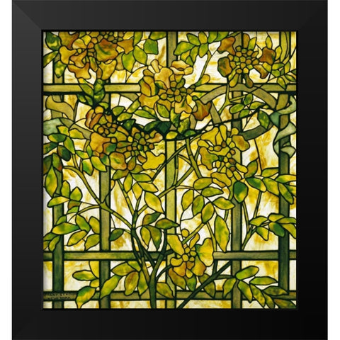 Trumpet Vine Black Modern Wood Framed Art Print by Tiffany Studios