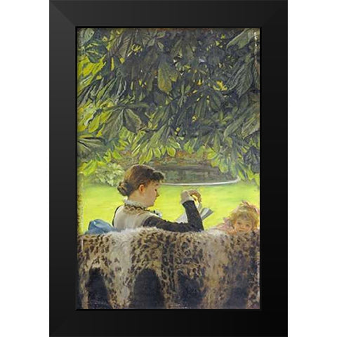 Quiet Black Modern Wood Framed Art Print by Tissot, James Jacques