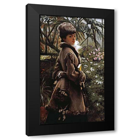 In The Greenhouse Black Modern Wood Framed Art Print by Tissot, James Jacques