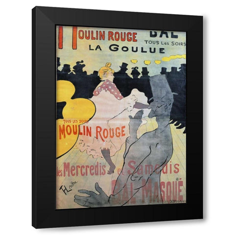 Moulin Rouge, La Goulue Black Modern Wood Framed Art Print with Double Matting by Toulouse-Lautrec, Henri