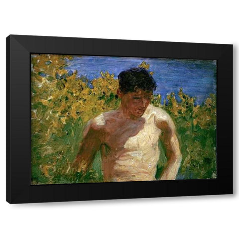 Johnny Jackett Black Modern Wood Framed Art Print by Tuke, Henry Scott
