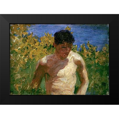 Johnny Jackett Black Modern Wood Framed Art Print by Tuke, Henry Scott