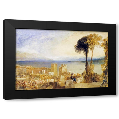Arona, Lago Maggiore Black Modern Wood Framed Art Print by Turner, Joseph M.W.