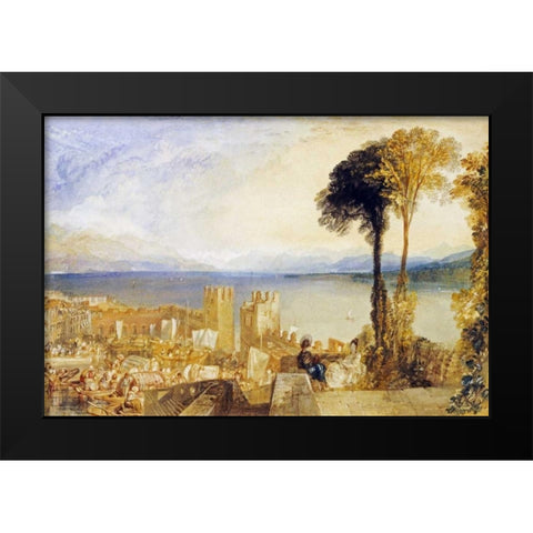 Arona, Lago Maggiore Black Modern Wood Framed Art Print by Turner, Joseph M.W.