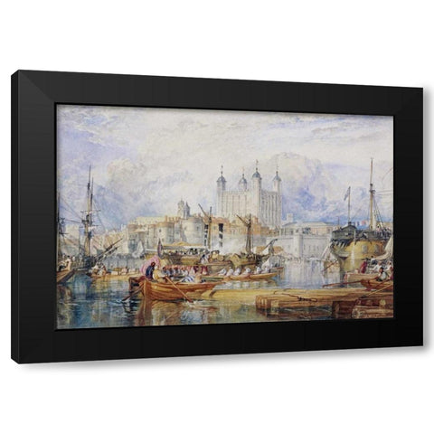 The Tower of London Black Modern Wood Framed Art Print by Turner, Joseph M.W.