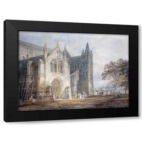 The North Porch of Salisbury Cathedral Black Modern Wood Framed Art Print by Turner, Joseph M.W.