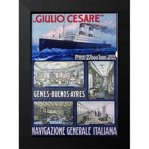 Navigazione Generale Italiana, Giulio Cesare Black Modern Wood Framed Art Print by Unknown