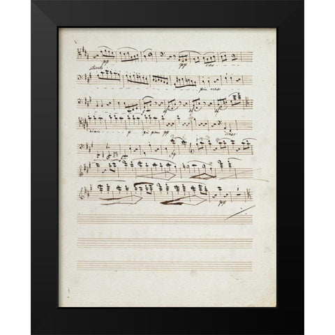 Manuscripts of The Quartet In a Minor Opus 132 Black Modern Wood Framed Art Print by Beethoven, Ludwig Van