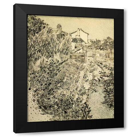 The Flower Garden Black Modern Wood Framed Art Print with Double Matting by Van Gogh, Vincent