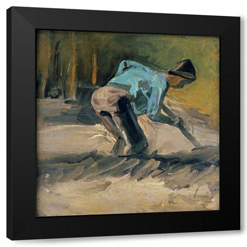 Man at Work Black Modern Wood Framed Art Print with Double Matting by Van Gogh, Vincent