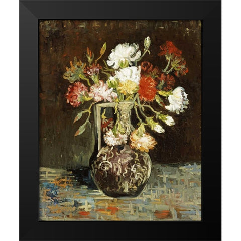 Bouquet De Fleurs Black Modern Wood Framed Art Print by Van Gogh, Vincent
