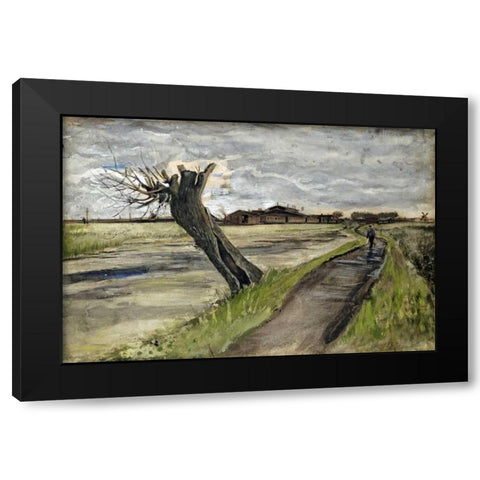 Pollard Willow Black Modern Wood Framed Art Print with Double Matting by Van Gogh, Vincent