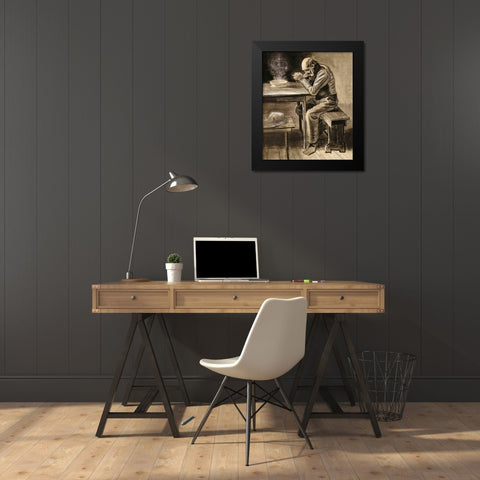 The Prayer Black Modern Wood Framed Art Print by Van Gogh, Vincent